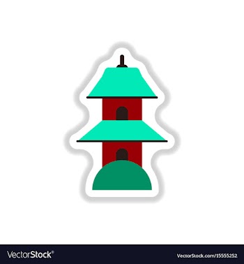 In paper sticker style chinese vector image