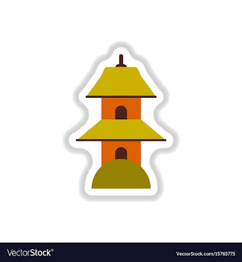 In paper sticker style chinese vector image