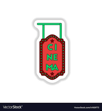 In paper sticker style cinema vector image