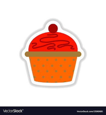In paper sticker style cpcake vector image