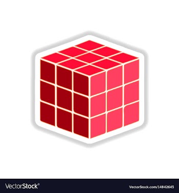 In paper sticker style cube vector image