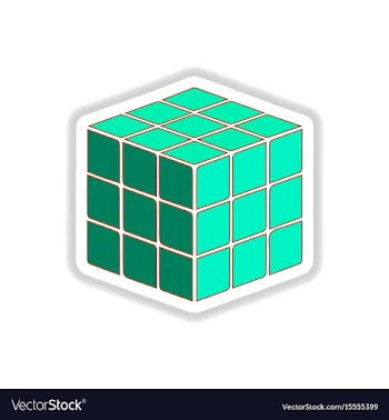 In paper sticker style cube vector image