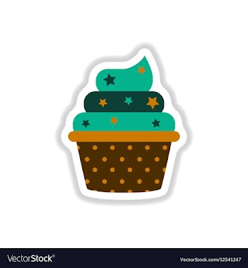 In paper sticker style cupcake vector image
