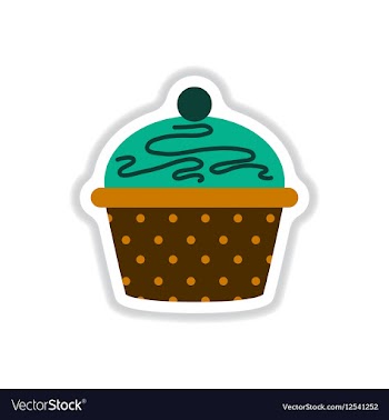 In paper sticker style cupcake vector image