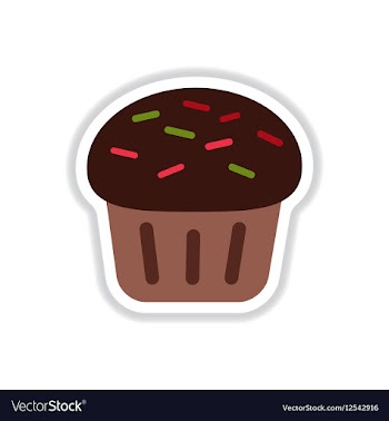 In paper sticker style Cupcake vector image