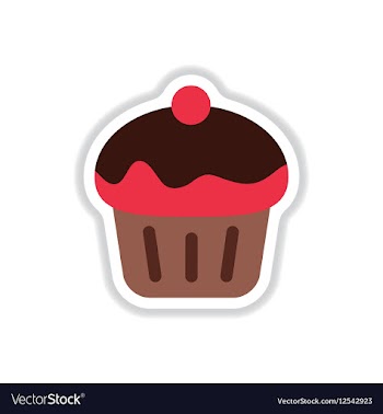 In paper sticker style Cupcake vector image
