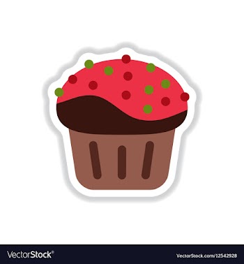In paper sticker style Cupcake vector image