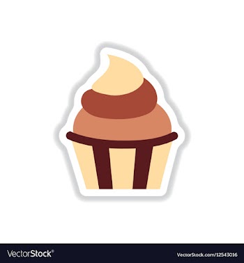 In paper sticker style Cupcake vector image