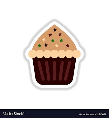 In paper sticker style Cupcake vector image