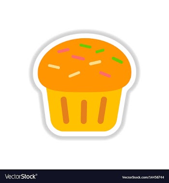 In paper sticker style cupcake vector image