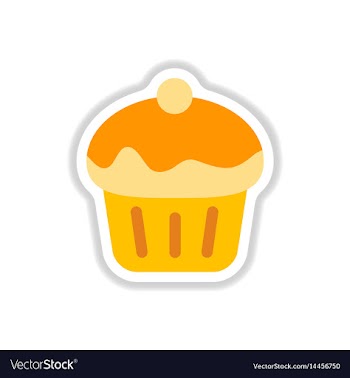 In paper sticker style cupcake vector image