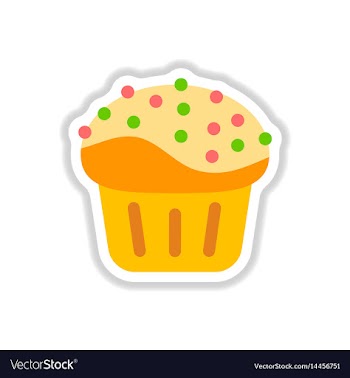 In paper sticker style cupcake vector image