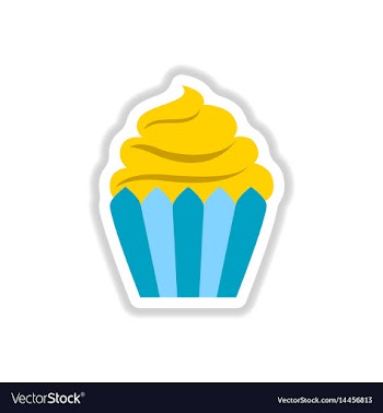 In paper sticker style cupcake vector image