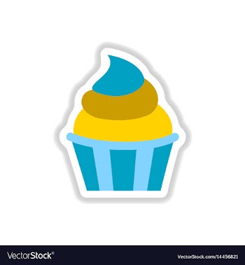 In paper sticker style cupcake vector image