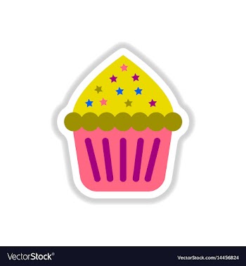 In paper sticker style cupcake vector image