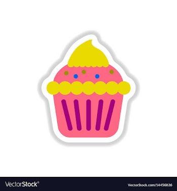 In paper sticker style cupcake vector image