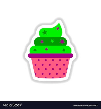 In paper sticker style cupcake vector image