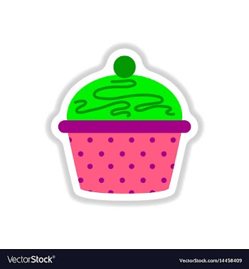 In paper sticker style cupcake vector image