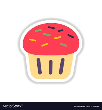 In paper sticker style cupcake vector image