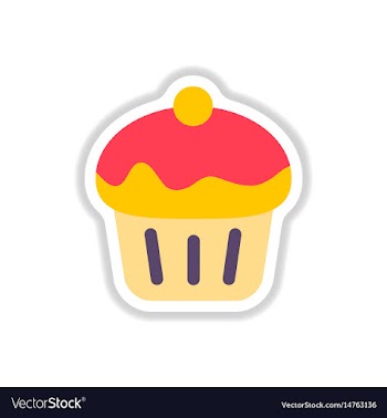 In paper sticker style cupcake vector image