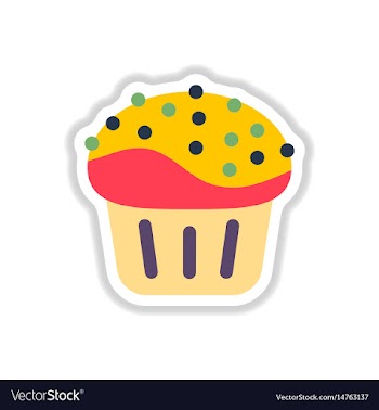 In paper sticker style cupcake vector image