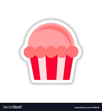 In paper sticker style cupcake vector image