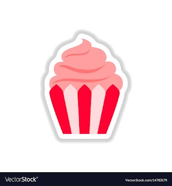 In paper sticker style cupcake vector image