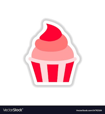 In paper sticker style cupcake vector image