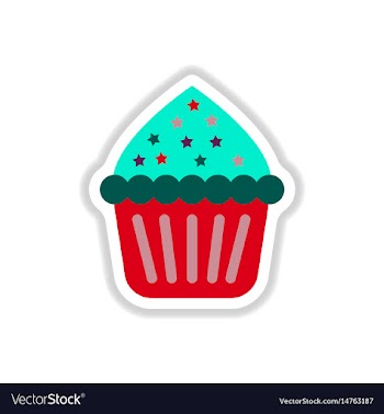 In paper sticker style cupcake vector image
