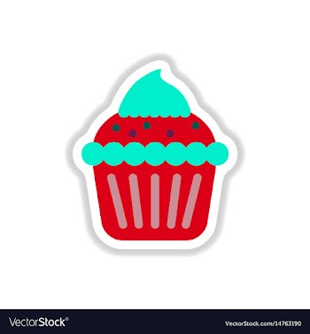 In paper sticker style cupcake vector image