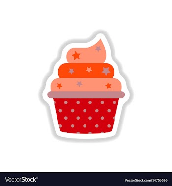 In paper sticker style cupcake vector image