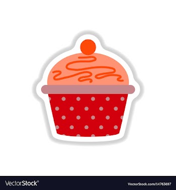 In paper sticker style cupcake vector image