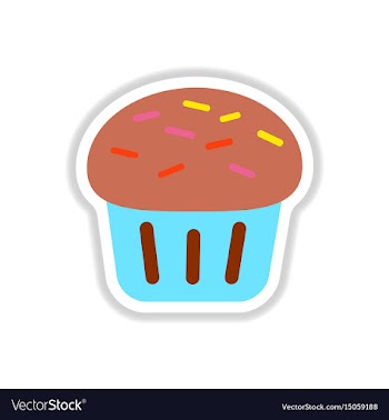 In paper sticker style cupcake vector image
