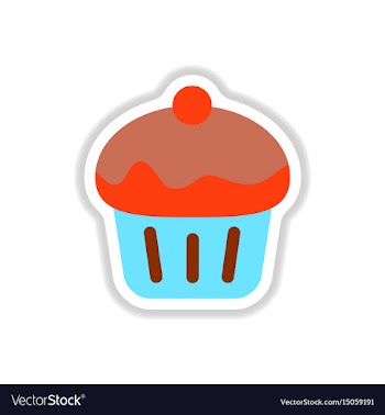 In paper sticker style cupcake vector image