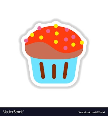 In paper sticker style cupcake vector image