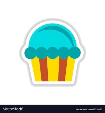 In paper sticker style cupcake vector image