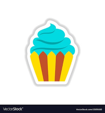 In paper sticker style cupcake vector image