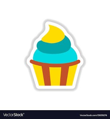 In paper sticker style cupcake vector image