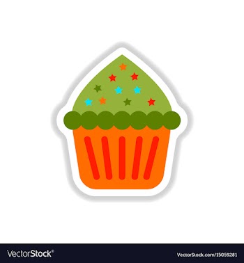 In paper sticker style cupcake vector image