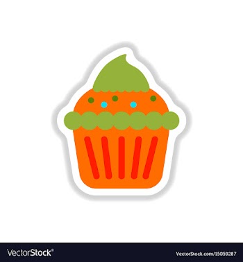 In paper sticker style cupcake vector image
