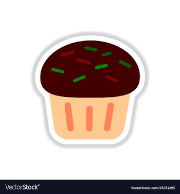 In paper sticker style cupcake vector image