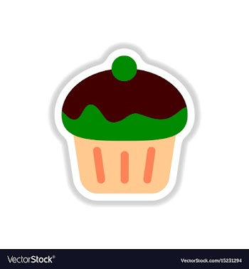 In paper sticker style cupcake vector image