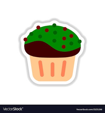 In paper sticker style cupcake vector image