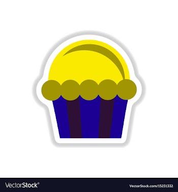 In paper sticker style cupcake vector image