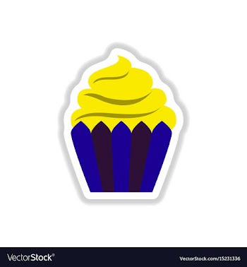 In paper sticker style cupcake vector image