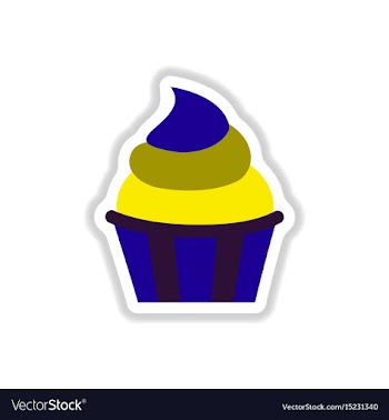 In paper sticker style cupcake vector image