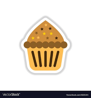 In paper sticker style cupcake vector image