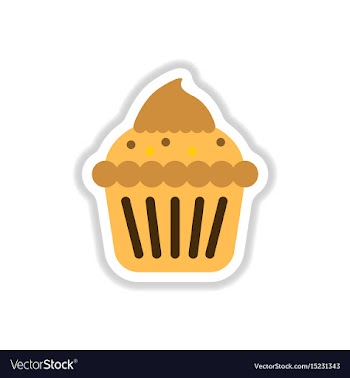 In paper sticker style cupcake vector image