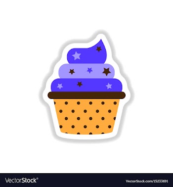 In paper sticker style cupcake vector image