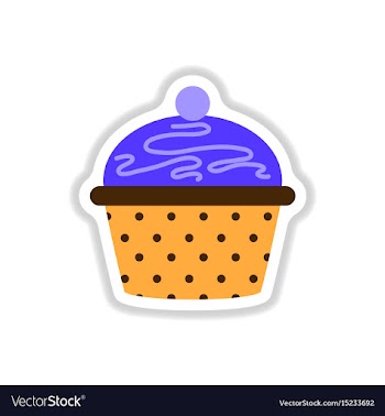 In paper sticker style cupcake vector image